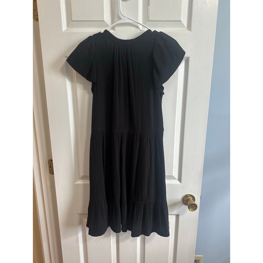 Nation Ltd Padma Ruffle Mini Dress Black Sz S Cotton Cap Sleeve Nice! - Picture 3 of 6